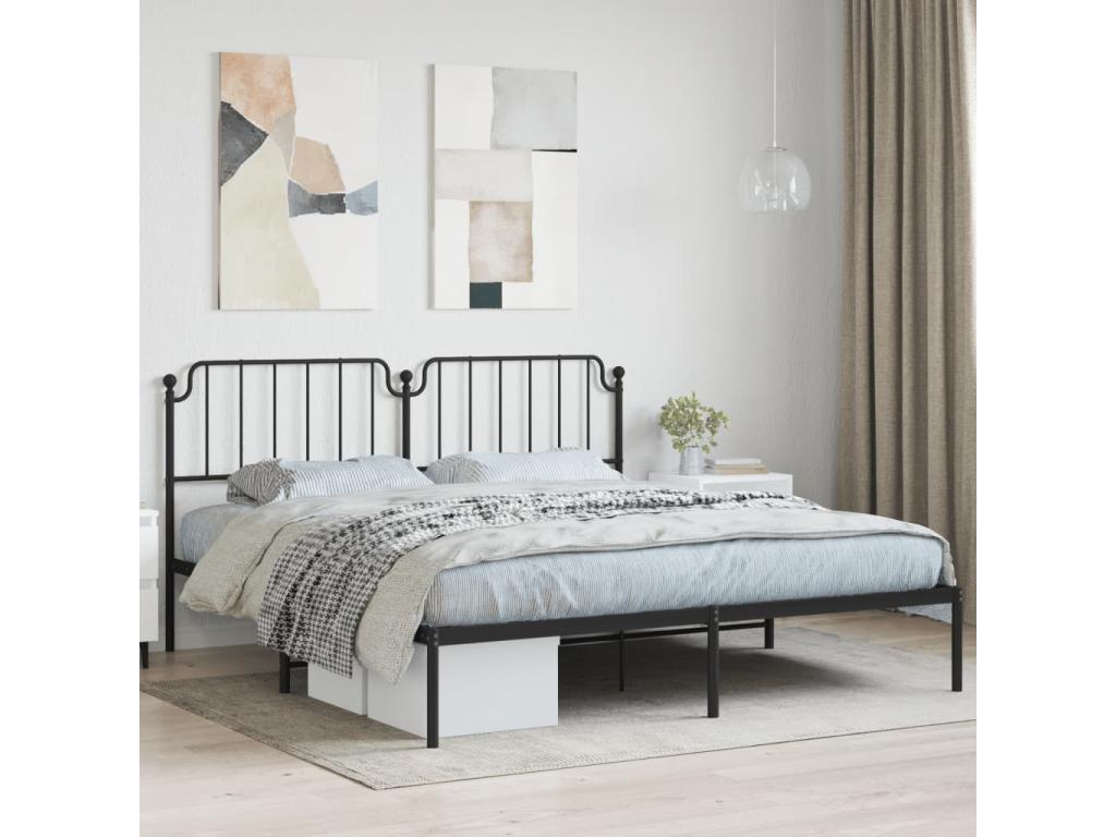 Metal bed frame with black headboard 183x213 cm MHIJ49244
