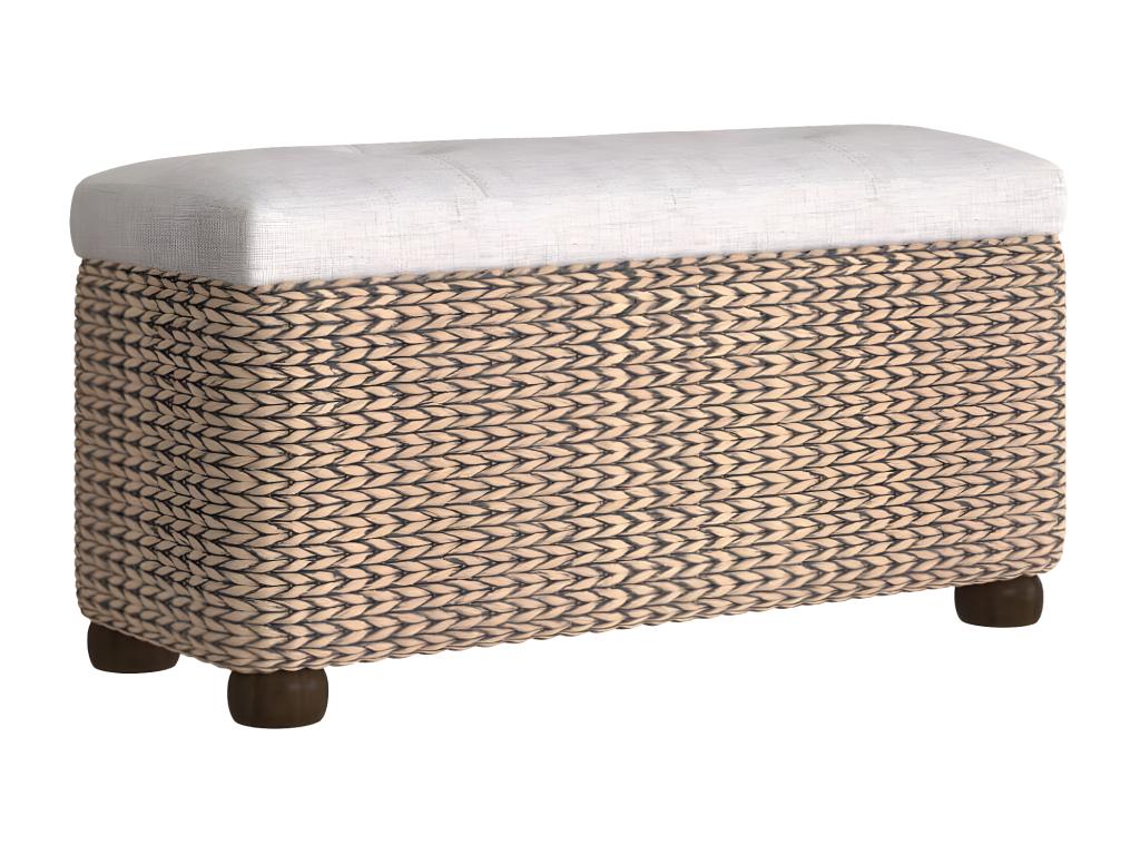 Storage benches, set of 2 with grey cushions, 69 cm, distaff HQWZ68210