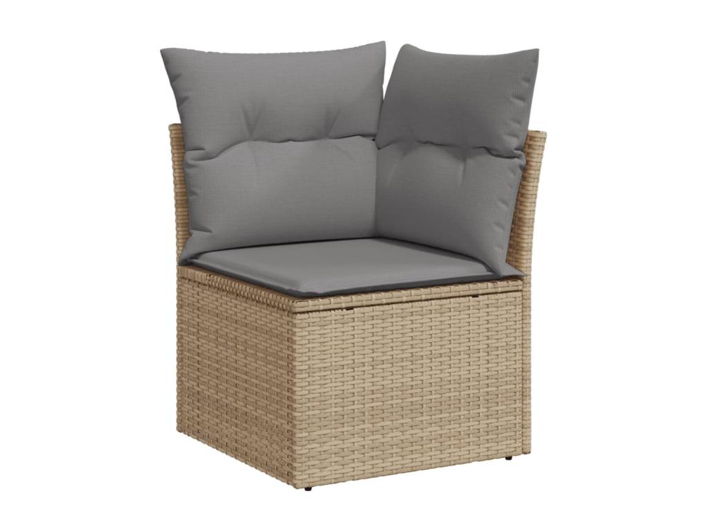 4-piece garden furniture set with cushions, beige wicker resin QILD73754