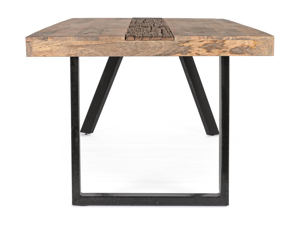Mobenze industrial dining table, 10 seats, made of recycled mango wood and black steel legs, 200cm, XBMQ49509