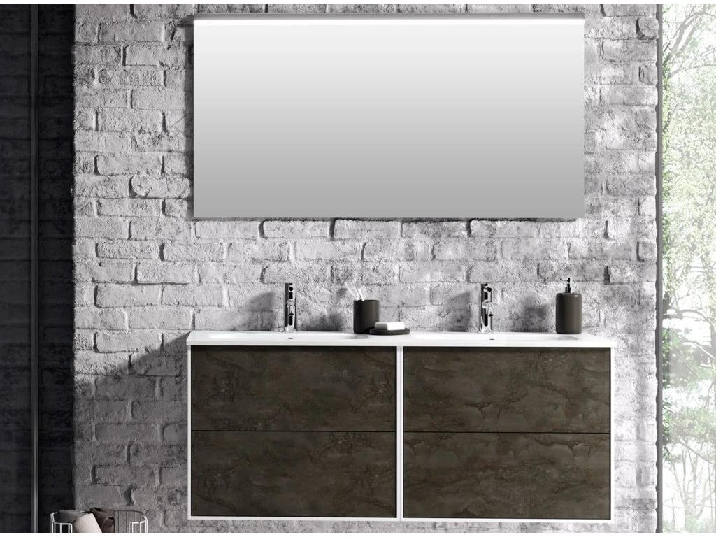 Mobenze grey 4-drawer bathroom furniture set and Mobenze mirror, 120cm wide, ZJTS37372