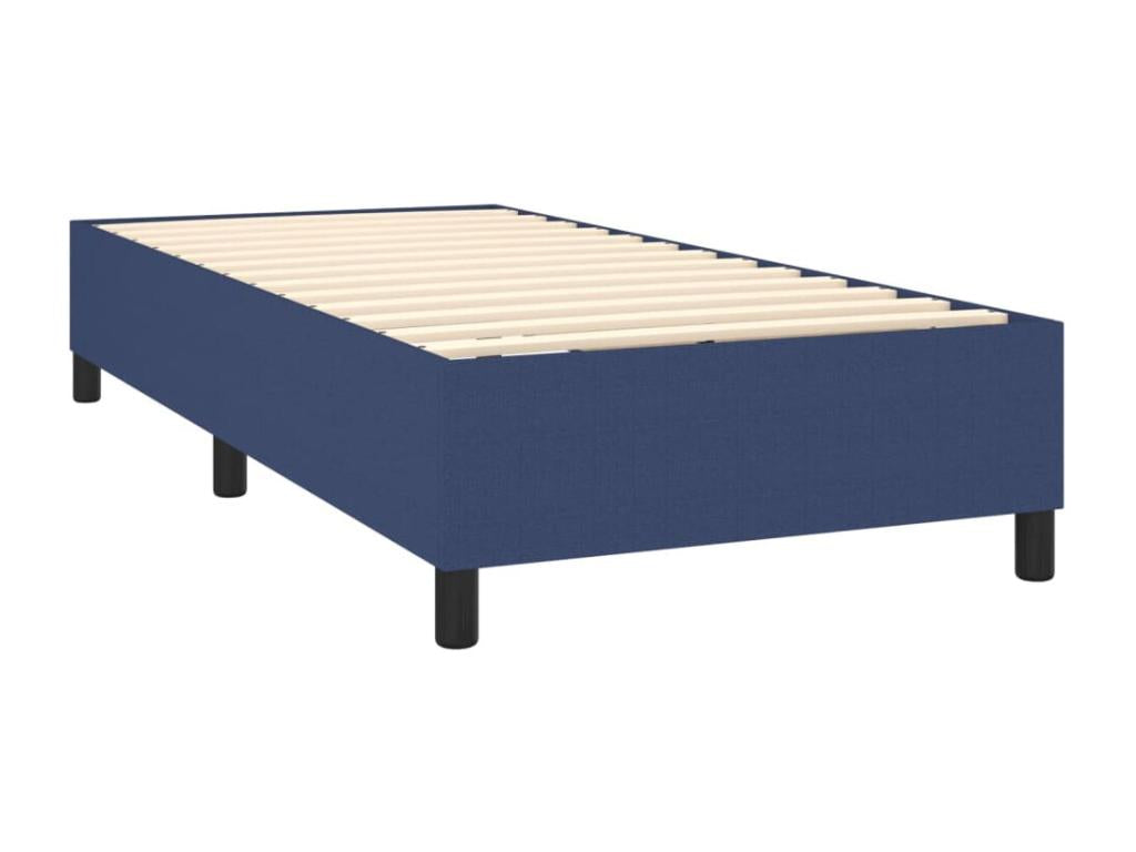 Upholstered bed base with mattress and blue LED lighting, 80x200cm, fabric ZYKN31681