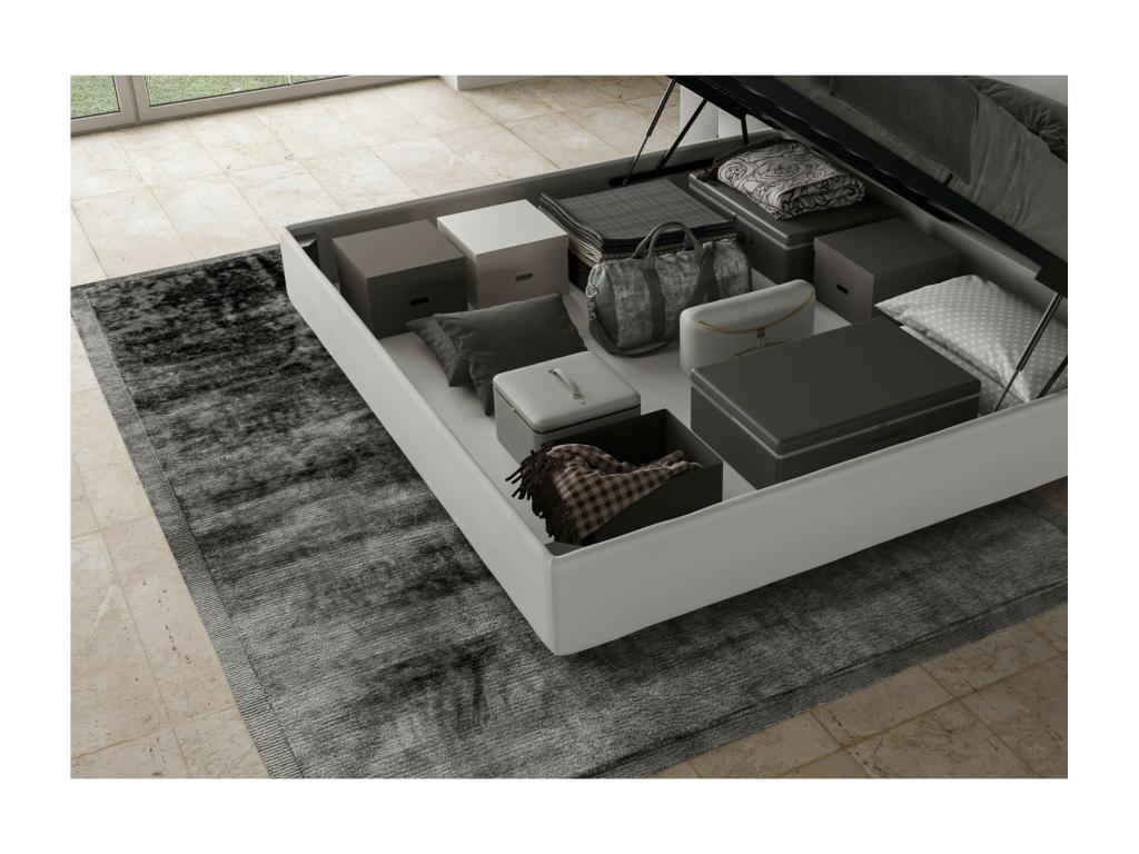 Modern adult bed in faux leather, Luxameub - White - 80x190 - Optional with storage DGME50091