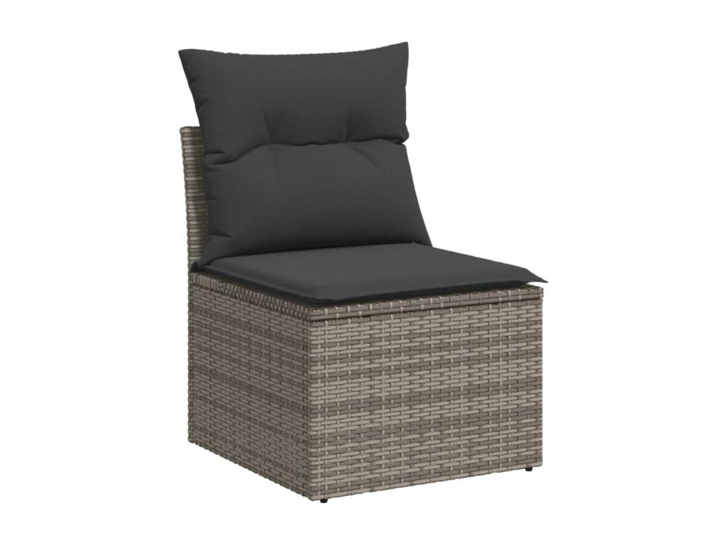 10-piece garden furniture set with cushions, grey woven resin BKRL56523