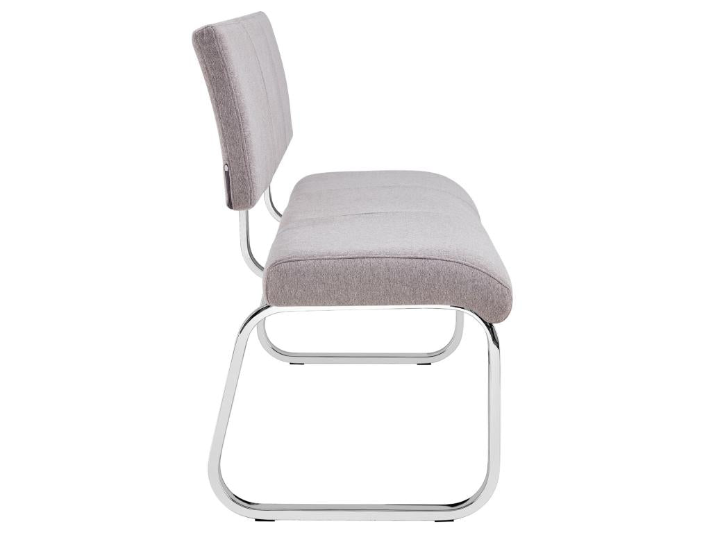 Mobenze designer bench with 3 seats, bench with chrome legs and grey fabric upholstery YHUX73545