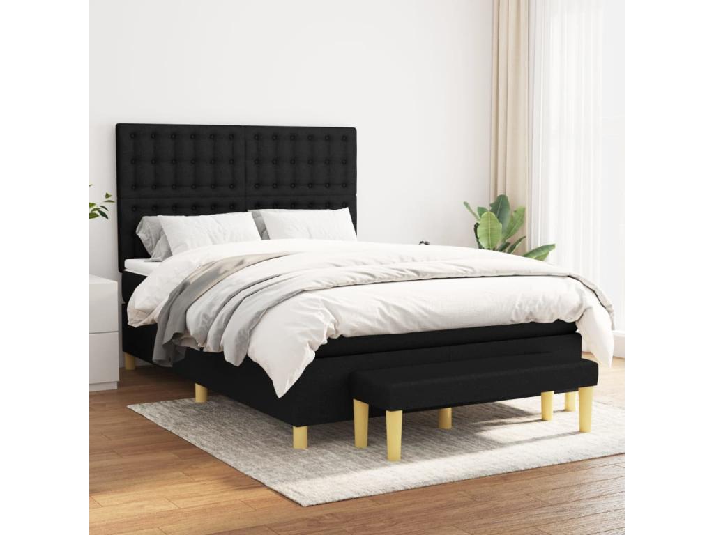 Mobenze bed base with black mattress 140x190 cm fabric BQMZ31382