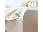 Bed with folding legs, white particleboard, slatted base and mattress 90/90cm SJQV82325