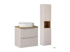 Luxameub Cashmere and Wood Single Sink Vanity Unit 60cm with 2 Drawers and Tall Cabinet CQHE35885