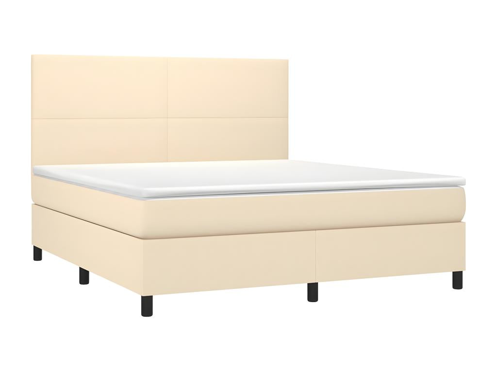 Upholstered bed base with mattress, Cream, 160x200 cm, Fabric CXHE73653