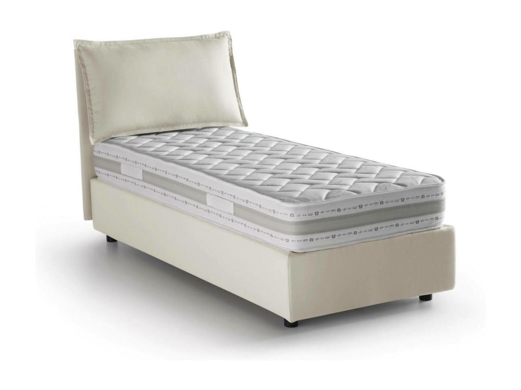 Mobenze Single Bed, Storage Bed with Fabric Upholstery, Made in Italy, Front Opening, Includes 90x190 cm Mattress, Beige NUGJ22199