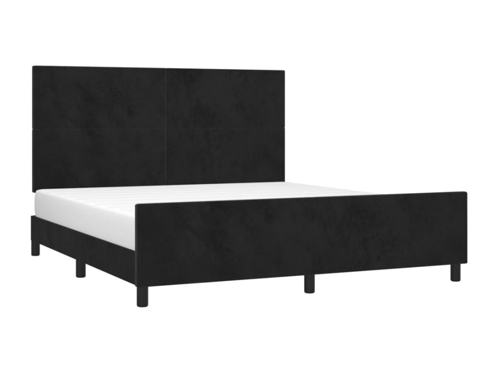Bed frame with headboard, black, 180x200 cm, velvet, VNVF14265