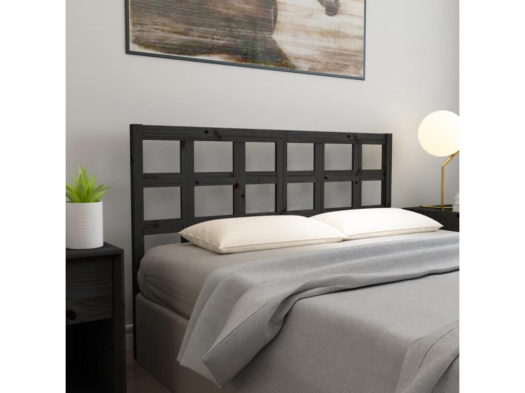 Black Headboard 165.5x4x100 cm Solid Pine Mobenze WKHY38986