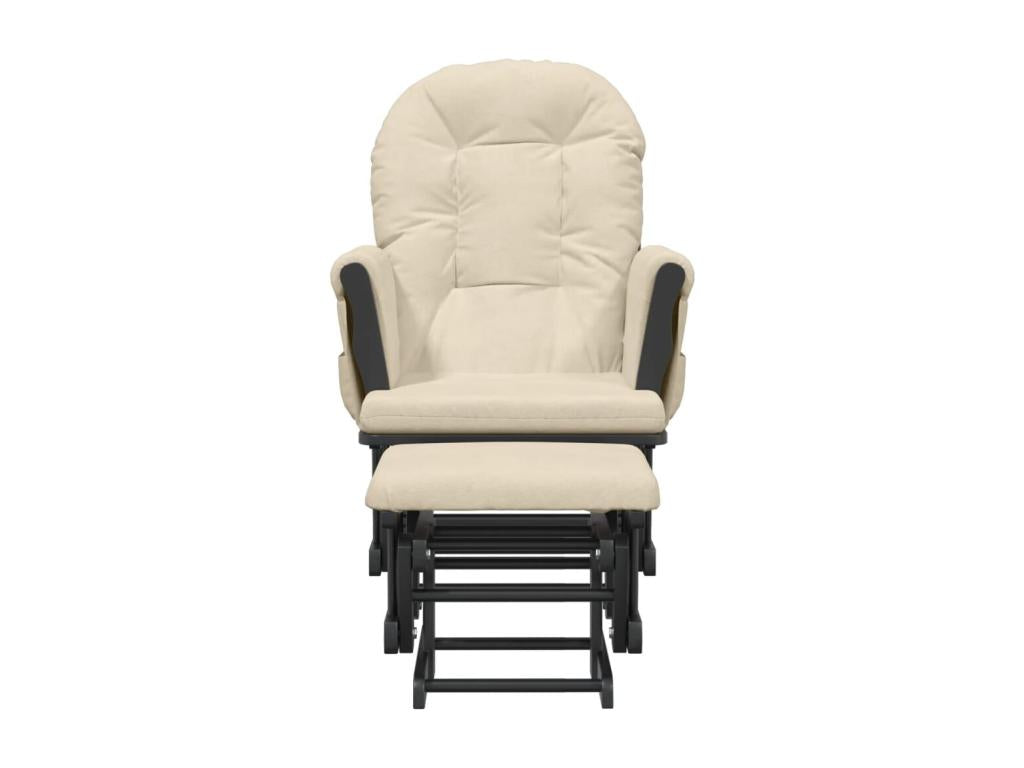 Rocking chair with footrest, cream white fabric YCXK02769