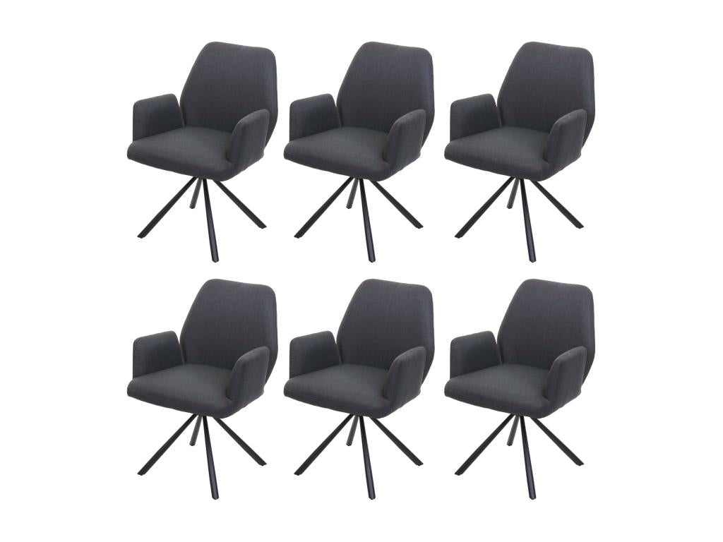 Mobenze-H71 dining chair, set of 6, swivel, dark grey, EMAX72493