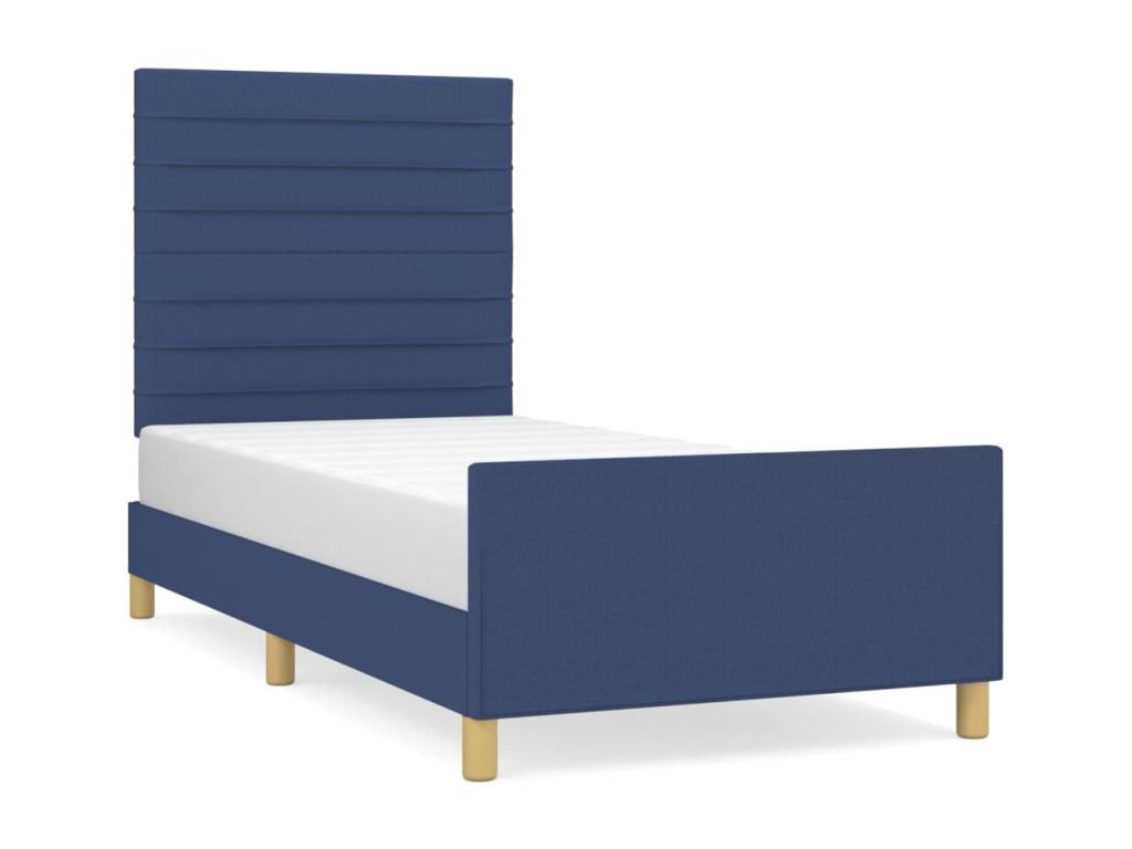 Bed frame without mattress, blue, 100x200 cm, fabric, UAJY81999