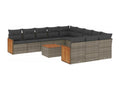 12-piece garden furniture set with cushions, grey woven resin IZUP58619