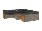 12-piece garden furniture set with cushions, grey woven resin IZUP58619