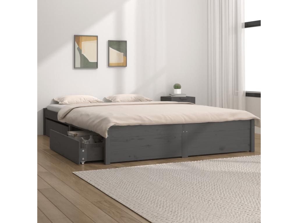 Bed frame with drawers, grey, 150x200 cm, Very Mobenze MTEH95648