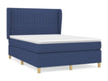 Upholstered bed base with mattress, blue, 140x190 cm, fabric, EOFR06013