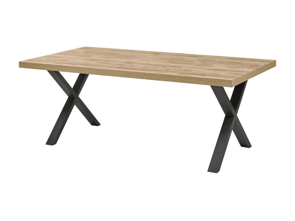 Mobenze - 230cm Table, Mobenze Look, X-Shaped Black Powder-Coated Metal Base DJLJ59912