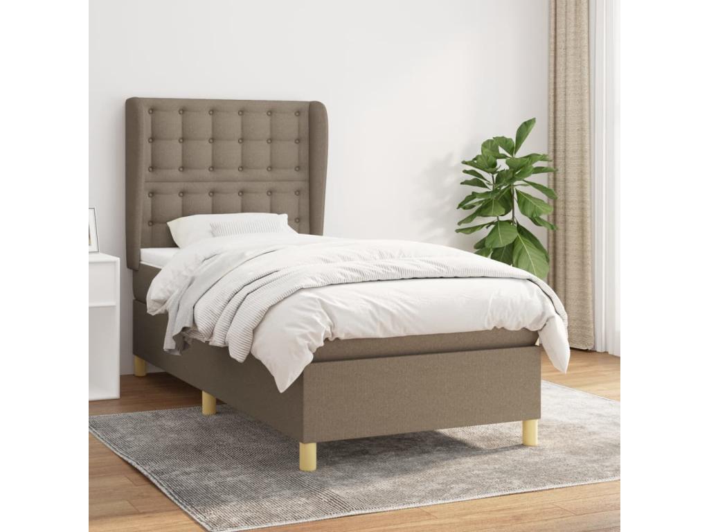 Upholstered bed base with Mobenze mattress 90x200 cm Fabric ZRRE03564