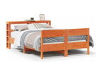 Bed frame without mattress, brown wax finish, 150x200cm, solid pine wood, BLHS06485