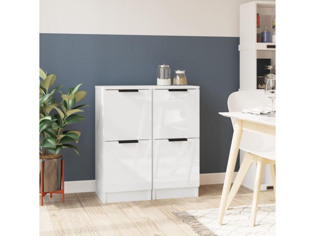 2-piece buffet set, glossy white, 30x30x70 cm, engineered wood, SPUK04346