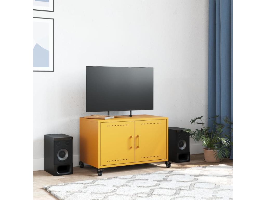 Mustard yellow TV stand 68x39x43.5 cm cold-rolled steel WZHD15557