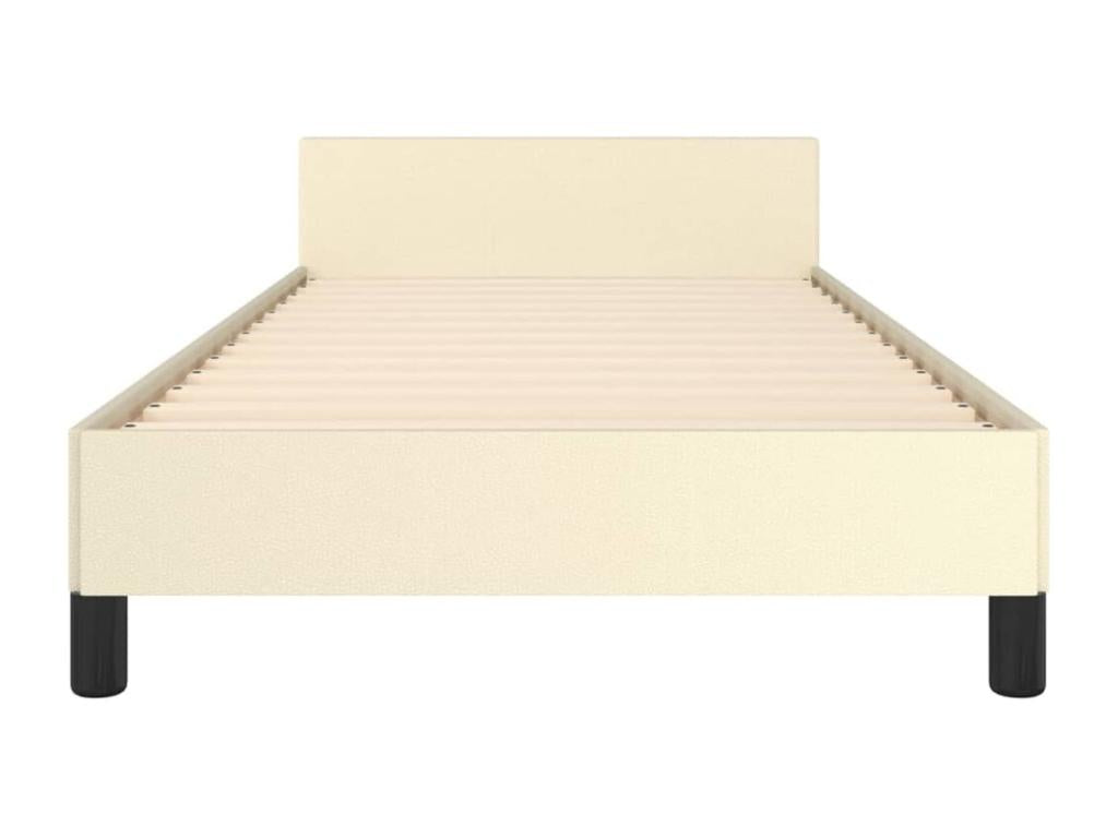 Bed frame with headboard, cream, 80x200 cm, faux leather, JWGQ78701