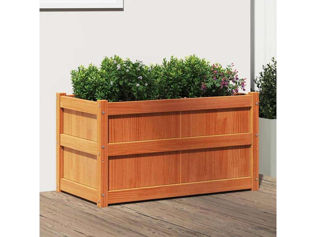 Brown wax planter 90x50x50 cm Solid pine mobenze BQON32876
