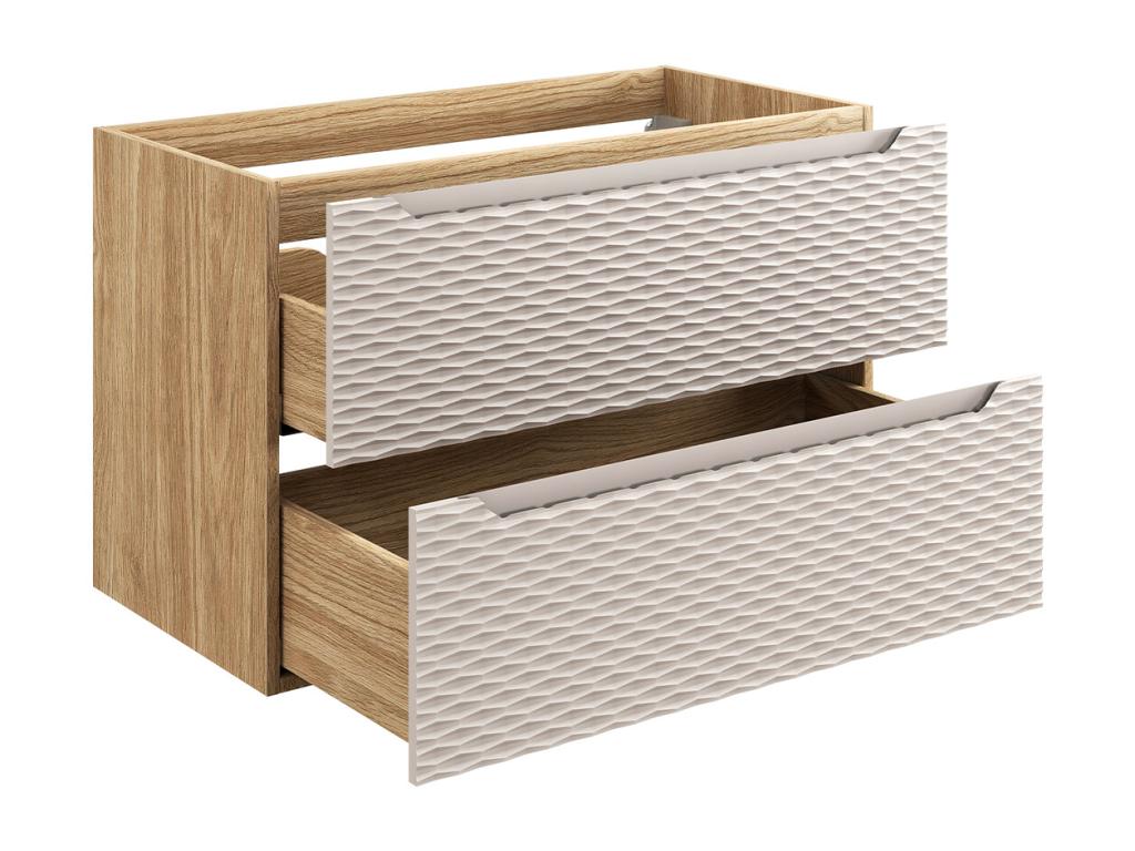 Luxameub 90cm Single Sink Vanity Unit, Beige and Wood, VVET16934