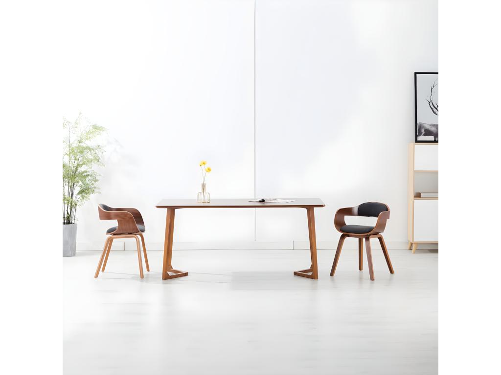 Dining chairs, set of 2, dark grey fabric and curved Mobenze, FITI56221