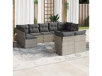 9-piece garden furniture set with grey resin wicker cushions GLTY55035