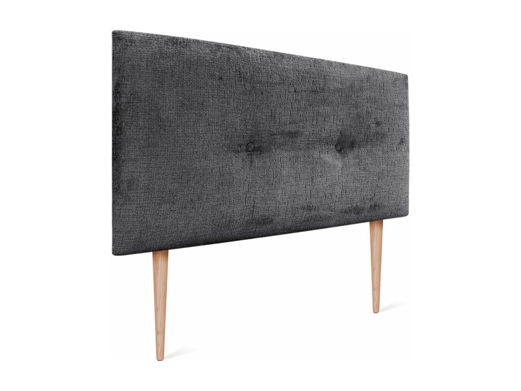 Mobenze Natural Wool Headboard with Buttons 95x105cm with 90cm Bed Legs - Dark Grey POJO12978