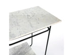 Mobenze BOWN60538 Side Table with 2 White Marble and Black Metal Shelves