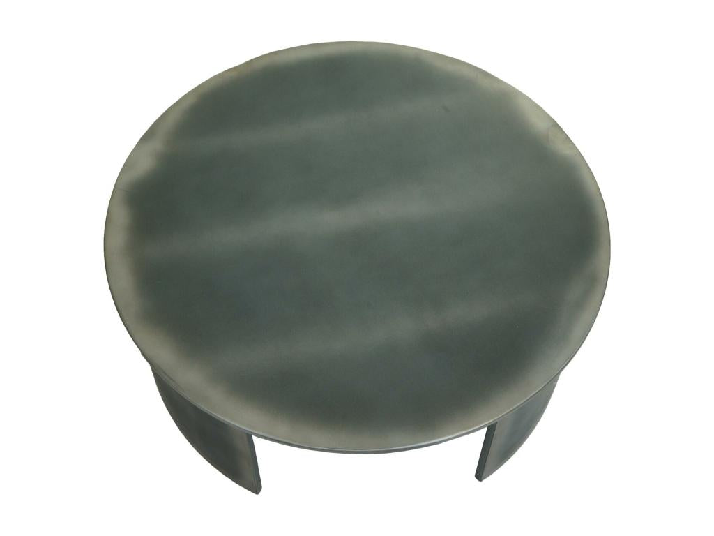 Mobenze-L74 Coffee Table - Side Table/Living Room Table - Mobenze Industrial Certified - Round 80cm - Brushed Metal Look TPIM70018