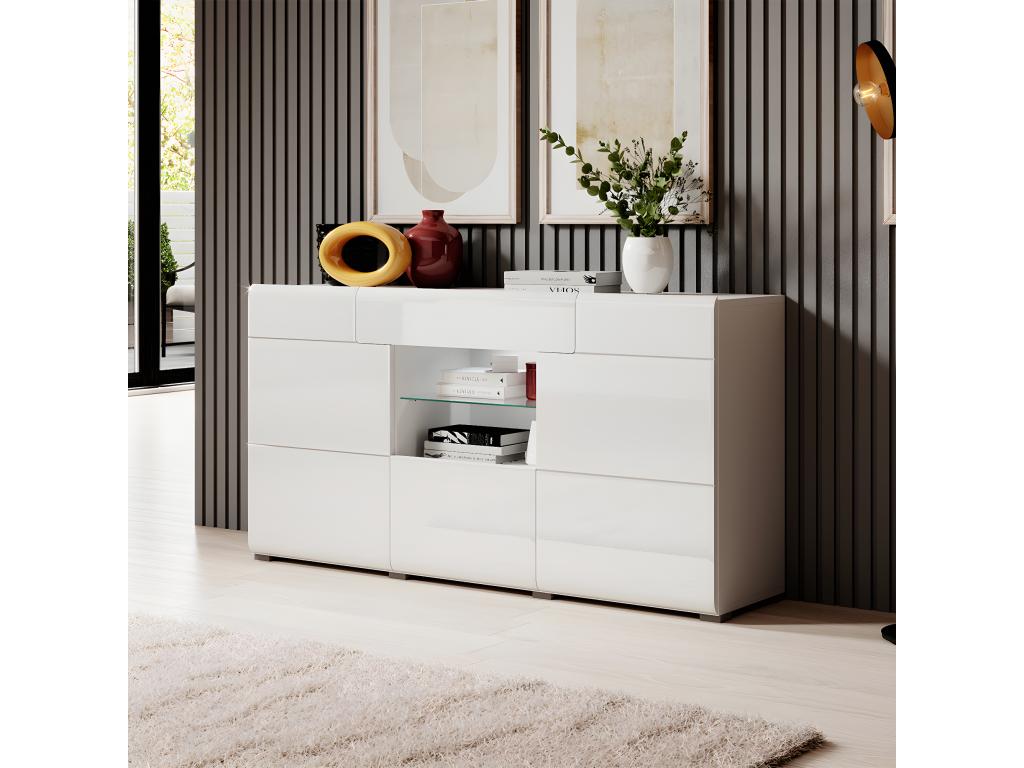 Mobenze White 3-Door 1-Drawer Buffet ZKWI51531