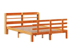Bed frame and headboard without mattress, brown wax finish, 140x200 cm, AEDQ80237