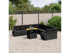 11-piece garden furniture set with cushions, black resin wicker NYZA73742