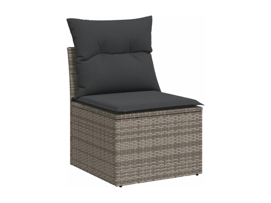 12-piece garden furniture set with cushions, grey woven resin IZUP58619