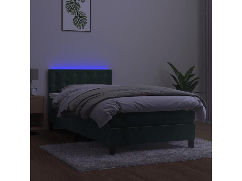 Mobenze bed base with LED mattress, dark green, 100x200 cm, EZLL75021