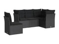 5-piece garden furniture set with cushions, black woven resin VKVR73150