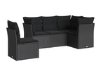 5-piece garden furniture set with cushions, black woven resin VKVR73150