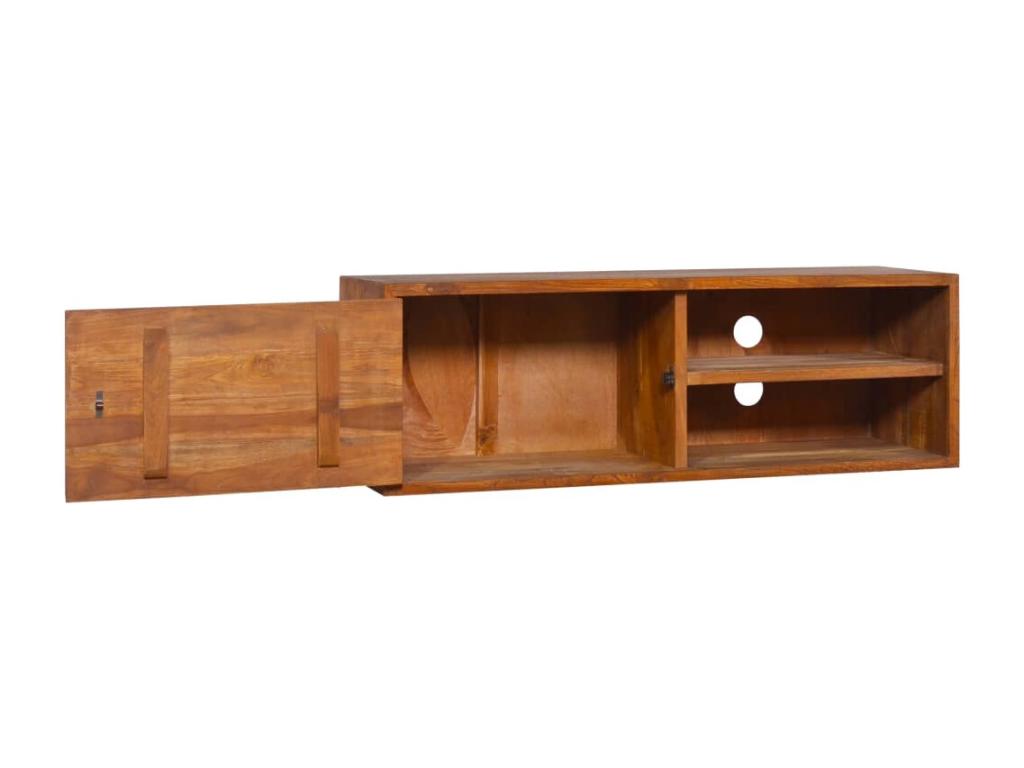 Wall-mounted TV unit 90x30x30 cm Solid teak wood ACPN77388