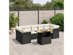 8-piece garden furniture set with cushions, black woven resin MJID21904