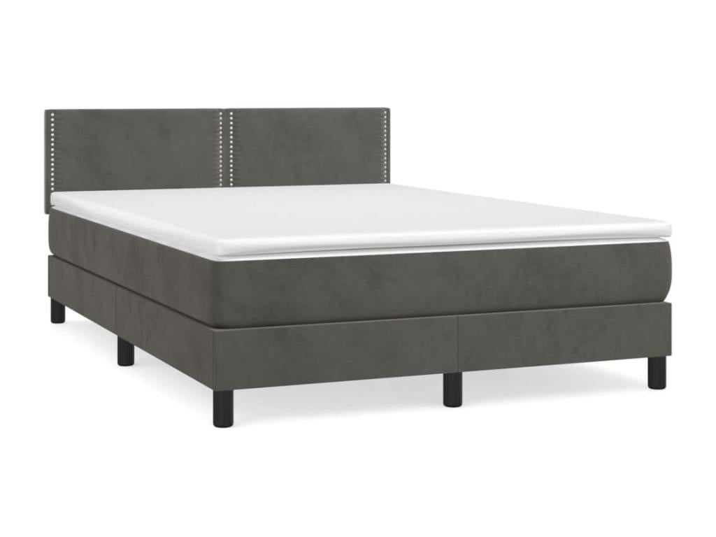 Upholstered bed base and mattress, dark grey, 140x200cm, Mobenze EQFN52546