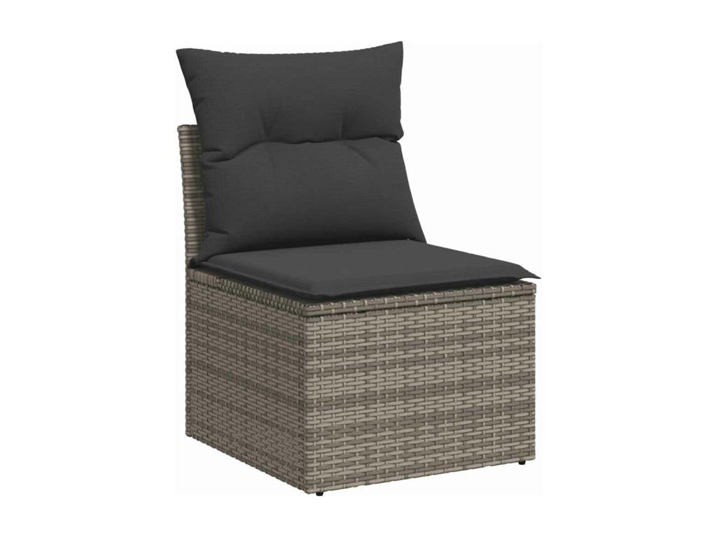 8-piece garden furniture set with grey resin wicker cushions ARDC41087