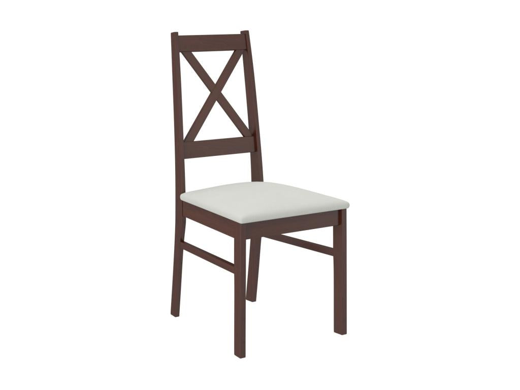 Square table set (80 x 80 cm) and 4 chairs in dark walnut Mobenze and light beige fabric, Opka ELRV93865