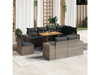 9-piece garden furniture set with grey resin wicker cushions AVRB16268