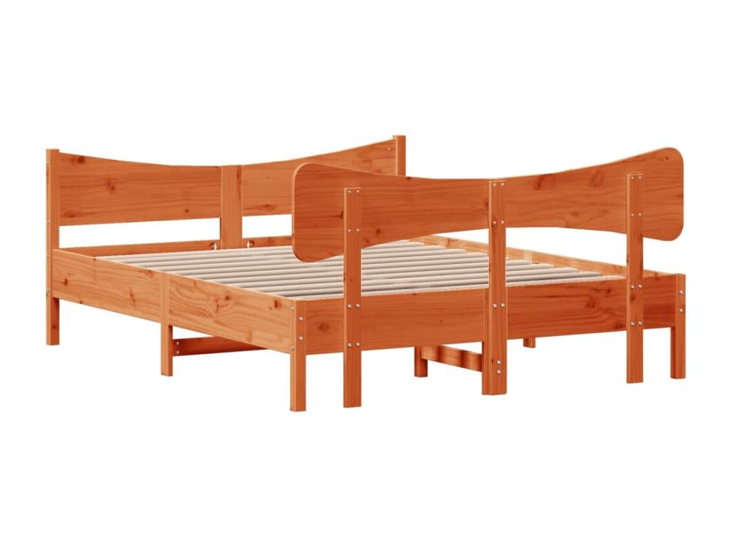 Bed frame without mattress, brown wax finish, 160x200cm, Mobenze solid pine, GKWN98422